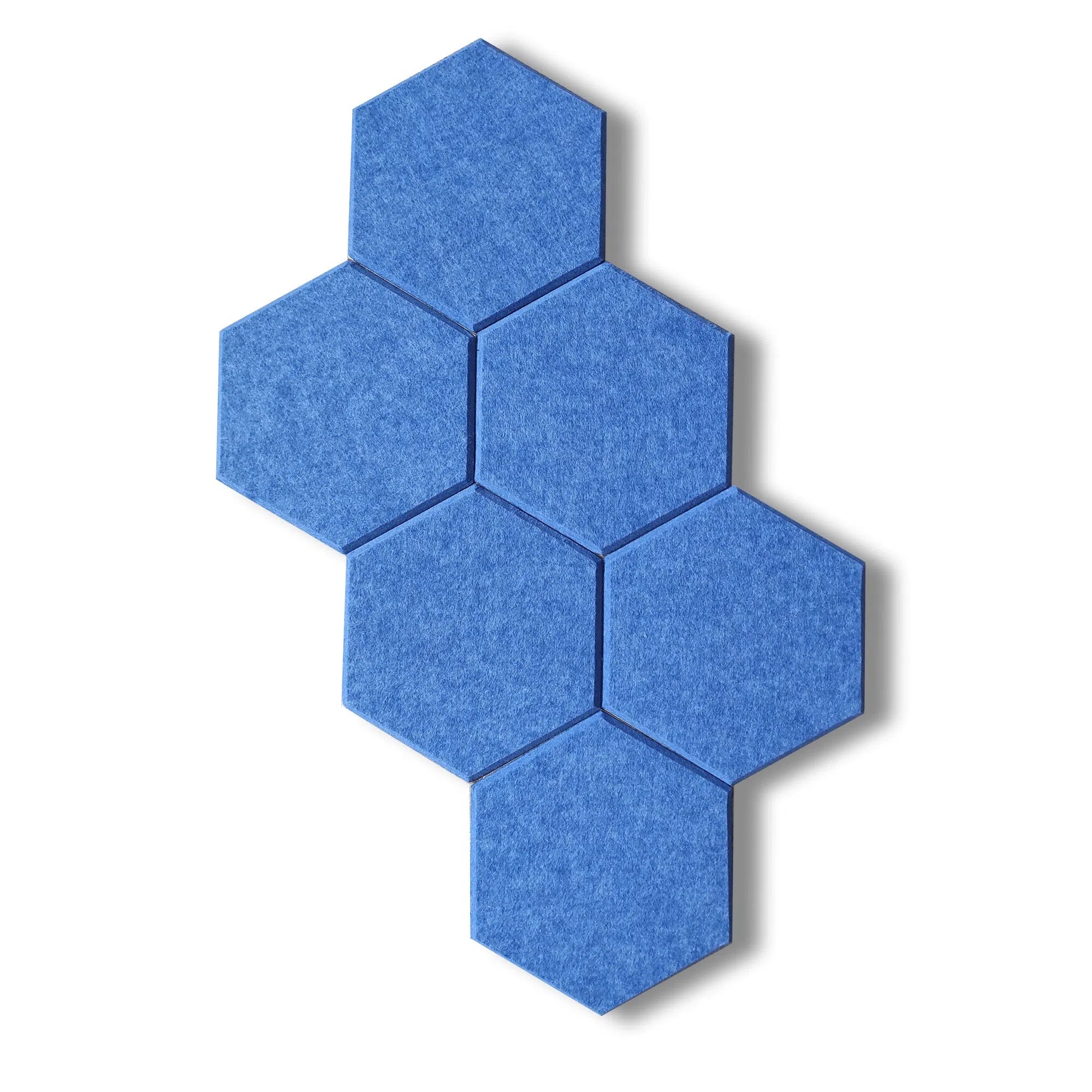 Close-up view of HEXA 3D Felt PET Wall Panels Sample Blue  | DecorMania UK